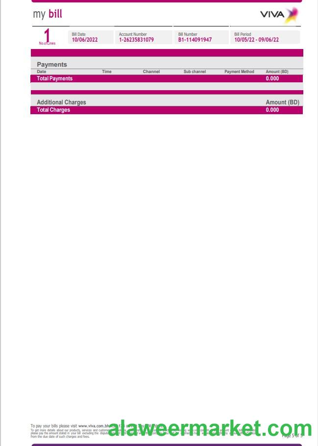 Bahrain Viva my utility bill Word and PDF template, 5 pages 5